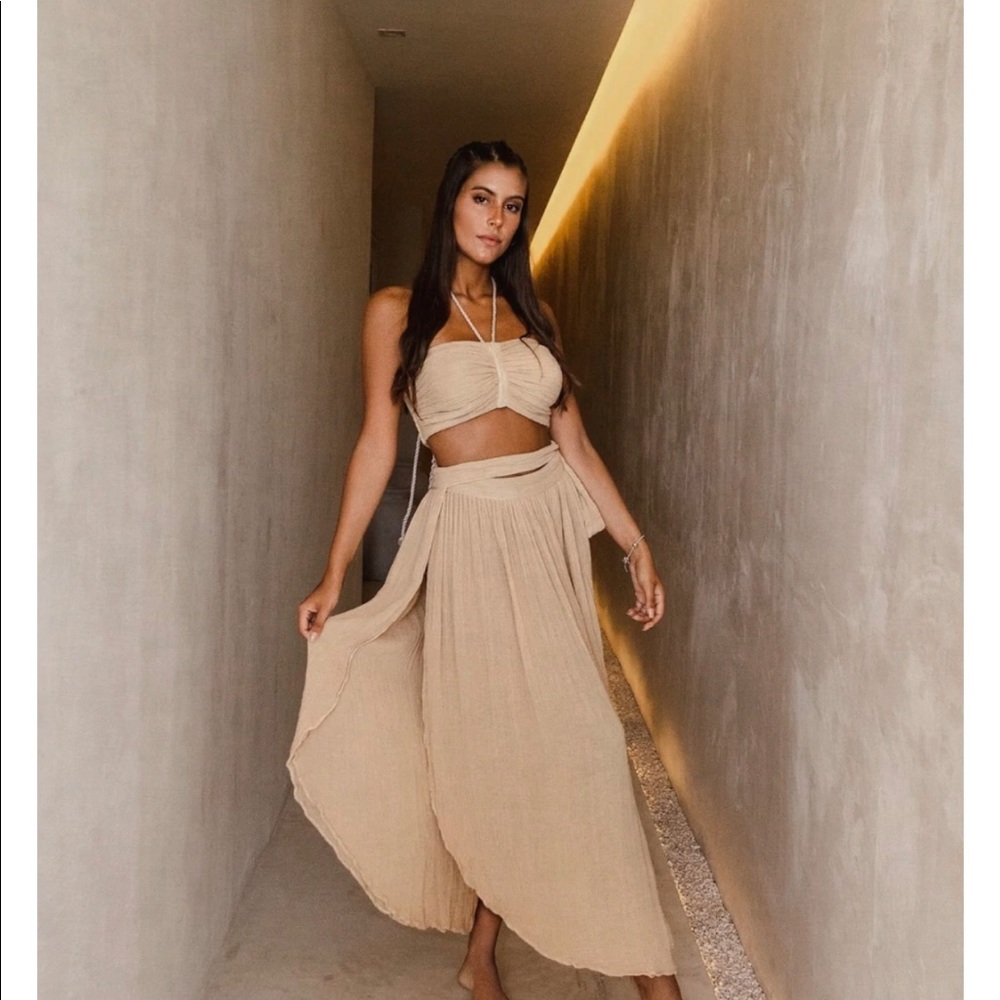 Elegant Tan Swim Coverup Set
